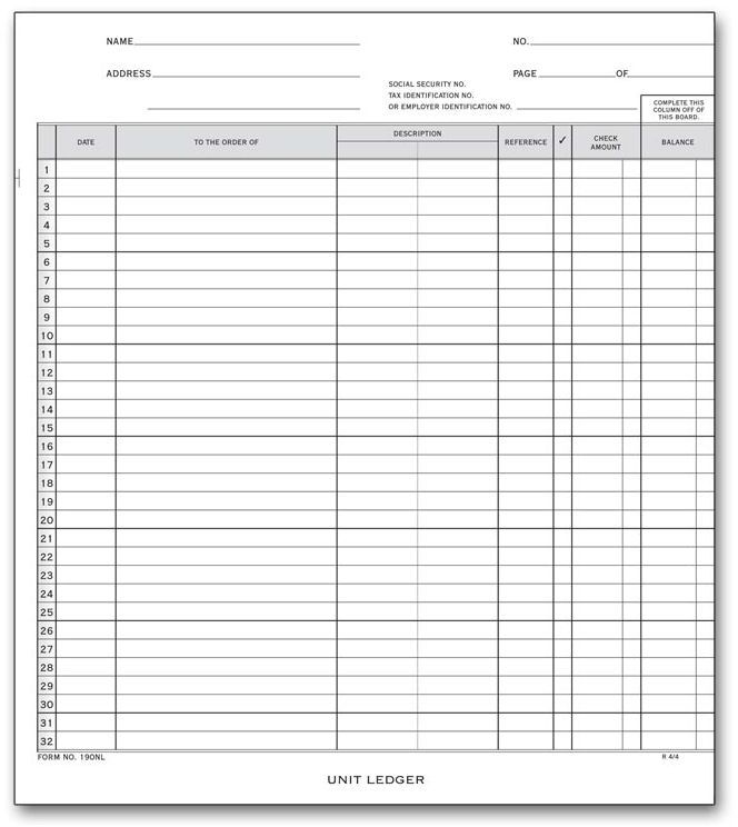 190NL - One-Write System Ledgers