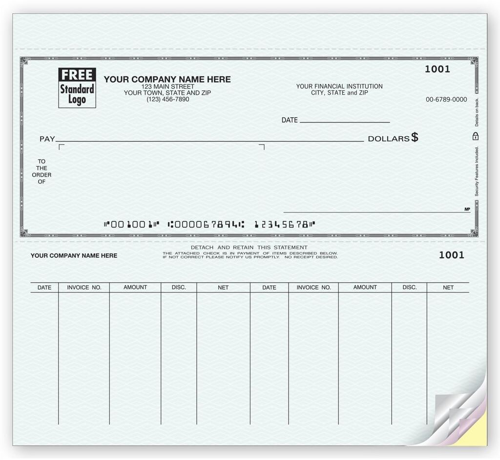 Custom Printed Voucher Checks with Placement for Showing Address Through Window Envelope 