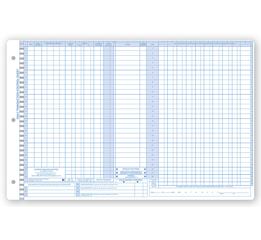 Pegmaster Accounting Control Sheets