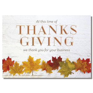 Personalized Thanksgiving card with Fall leaves design