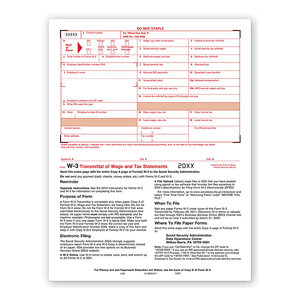 Laser W-3 Tax Forms - Transmittal of Income