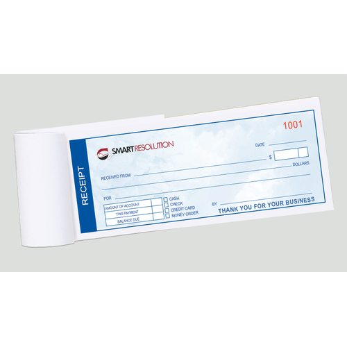 Carbonless receipt books printed in full color