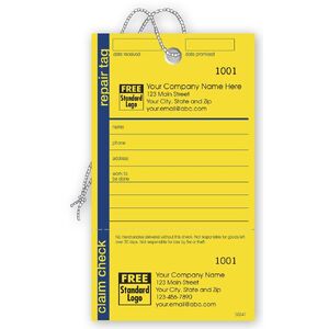 Blue & yellow repair tags for business