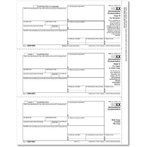 Bulk 1099-NEC Tax Forms - Recipient Copy B Payee & State, Copy C & State