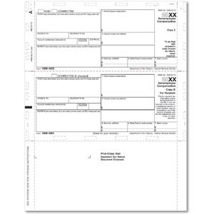 1099-NEC Tax Forms with 3-Up Horizontal Layout, Copy B+2 - Self-Mailing